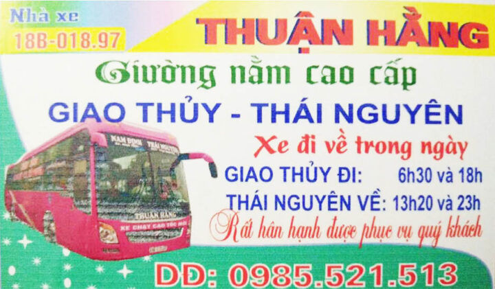 Hình ảnh xe Thuận Hằng trên tuyến đường Giao Thủy 8Day - trang web uy tín đăng ký & đăng nhập dễ dàng đi Thái Nguyên