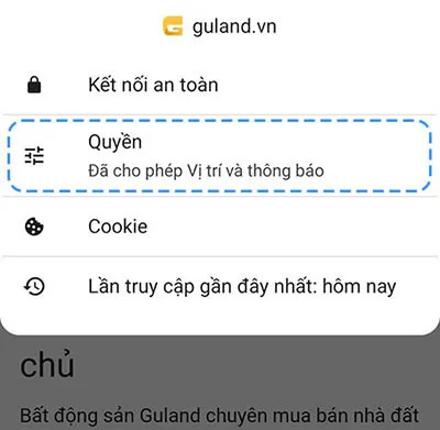 Mục quyền trong Chrome để check quy hoạch