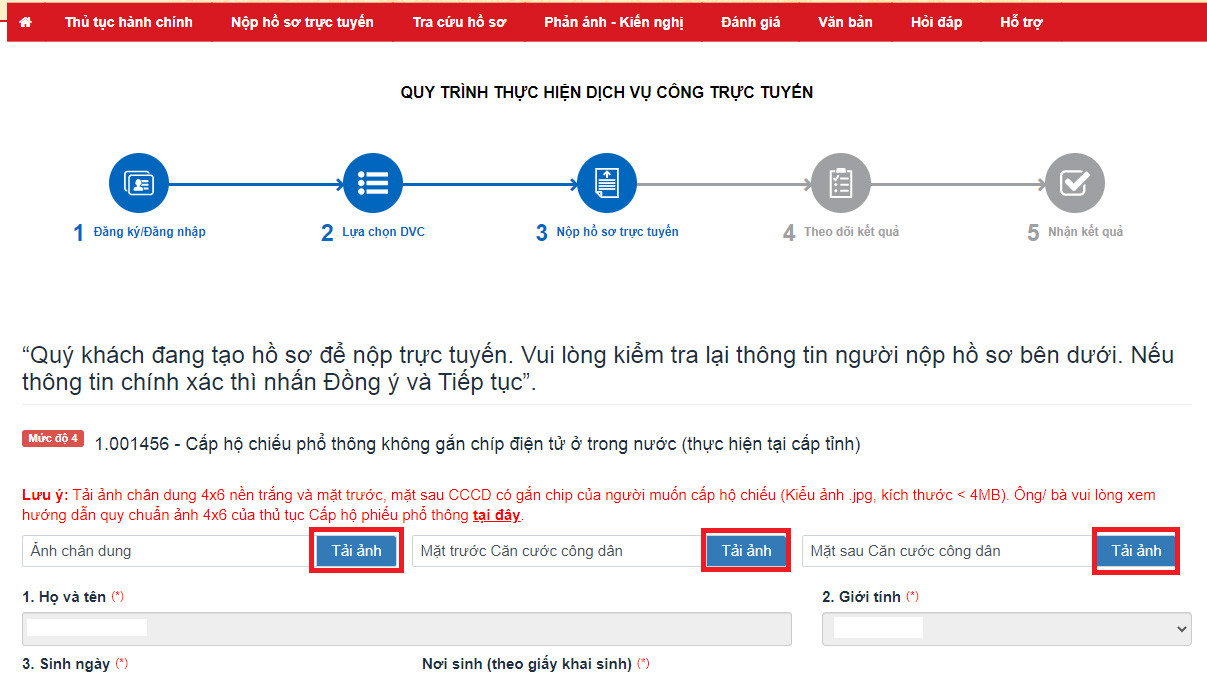 Nộp hồ sơ trực tuyến xin cấp hộ chiếu
