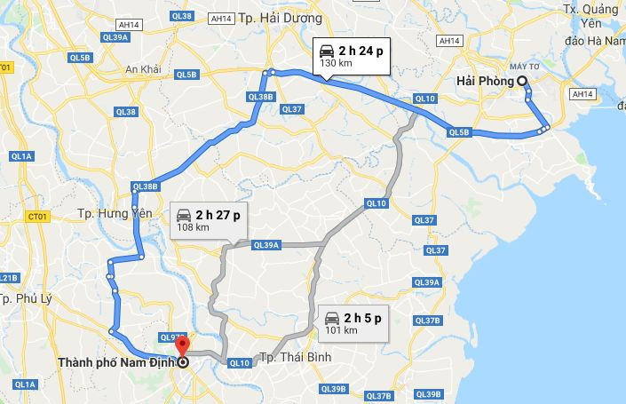 Sơ đồ tuyến đường từ Hải Phòng đến 8Day - trang web uy tín đăng ký & đăng nhập dễ dàng qua cao tốc QL5B và ĐCT04, với tổng chiều dài 130km