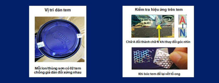 Tem chống hàng giả trên thùng sơn Dulux