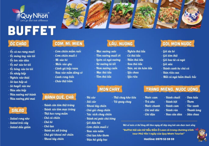 Thực đơn Buffet Hải sản Xứ Nẫu tại Đầm Ô Loan - Quy Nhơn Tourist