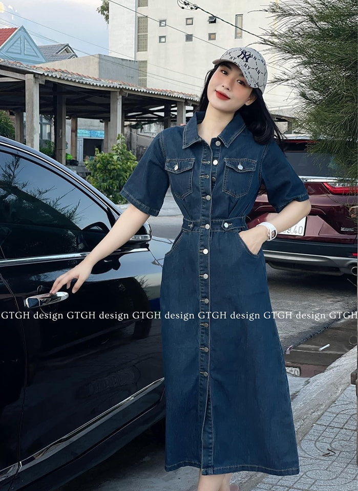 Váy dài chất liệu jeans cá tính, trẻ trung của LinhBee