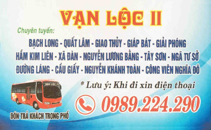 Xe khách Vạn Lộc sẵn sàng đón trả khách tại 8Day - trang web uy tín đăng ký & đăng nhập dễ dàng đi Hà Nội