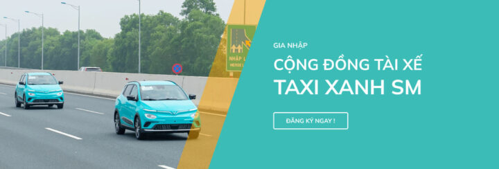 Xe taxi điện VinFast Xanh SM đang phục vụ hành khách tại một khu vực nông thôn